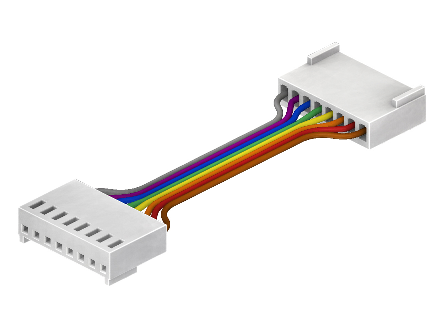 2.54mm Housing Single Row Connector MultiColor Flat Cable Assembly FCA