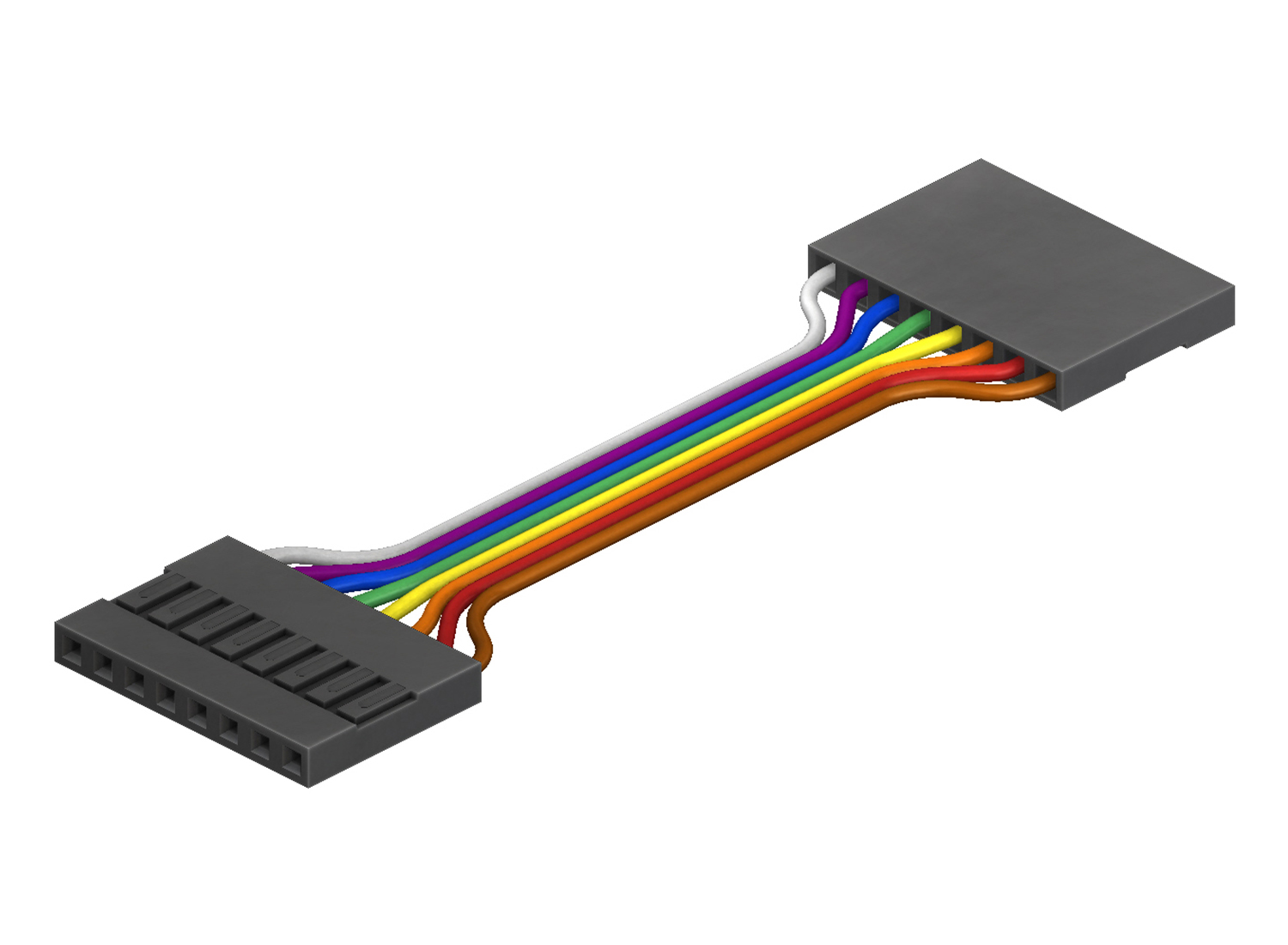 2.54mm Housing Single Row Connector MultiColor Flat Cable Assembly FCA