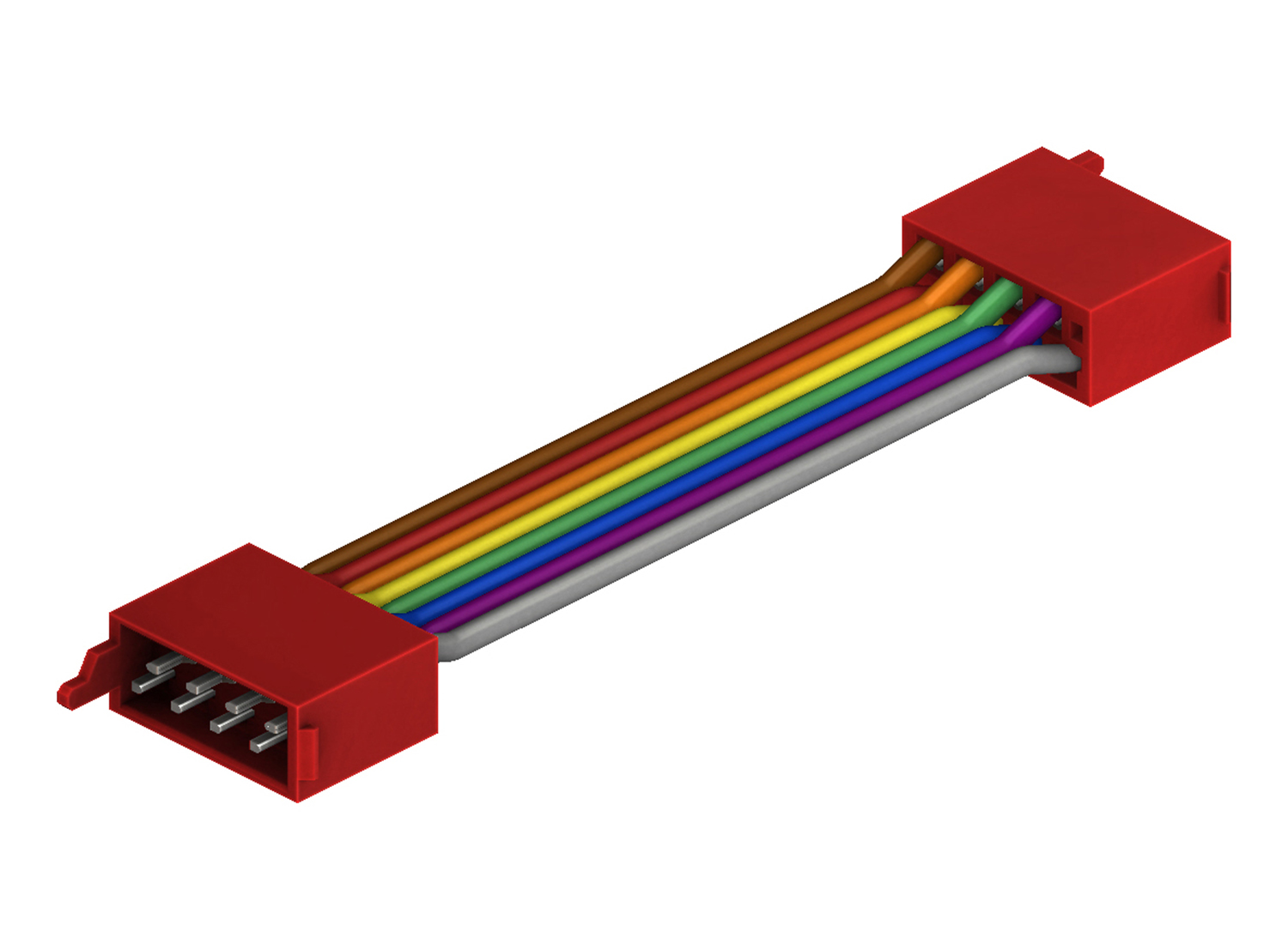 2.54mm Wire to Board Plug Housing MultiColor Flat Cable Assembly FCA