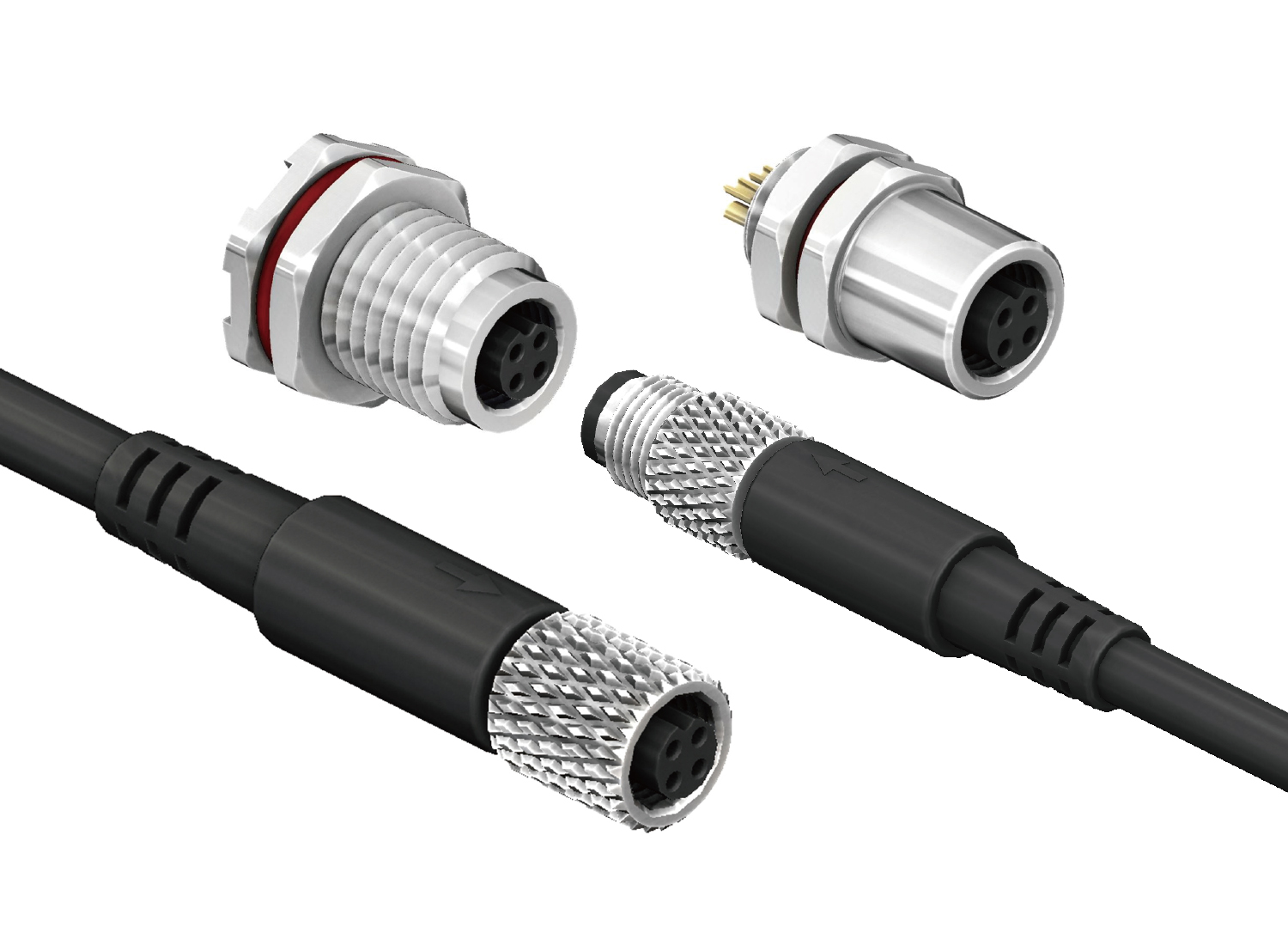 M5 Series A Code  Over Molding Cables  Straight  Plug MCM05-XXPAS